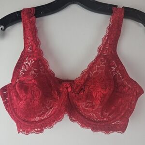 Red Lace Very Sexy Unlined Demi‎ Bra Size 38C